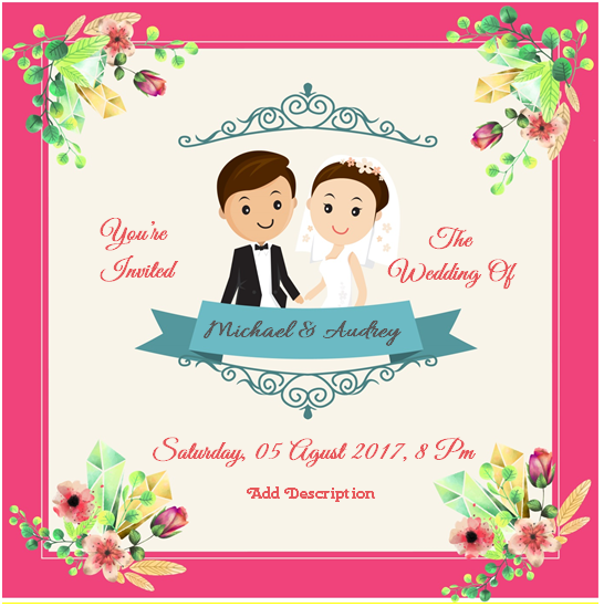 wedding invitation pink for microsoft word