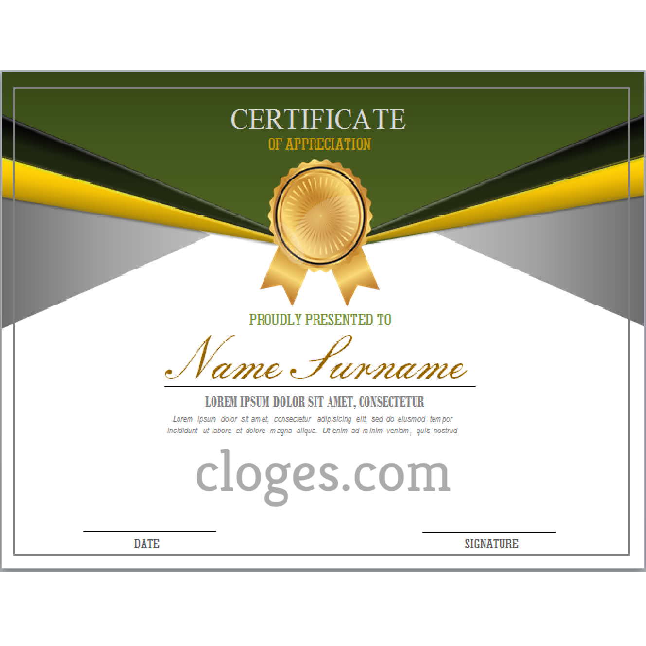 Green Editable Word Certificate Of Appreciation Template