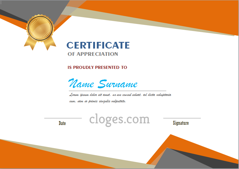 Modern Word Certificate Of Appreciation Template