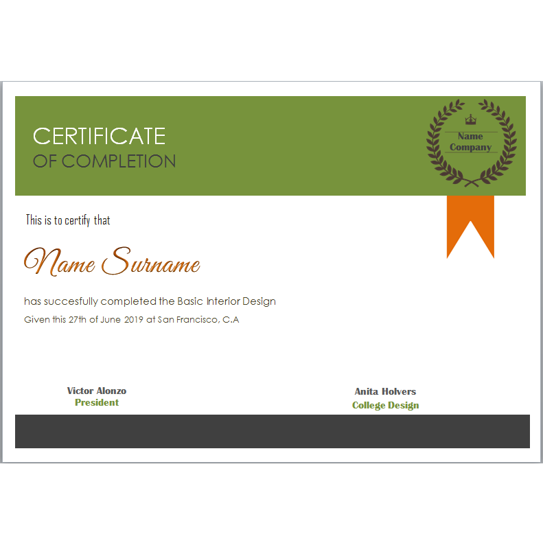 Editable Word Certificate Of Completion Template