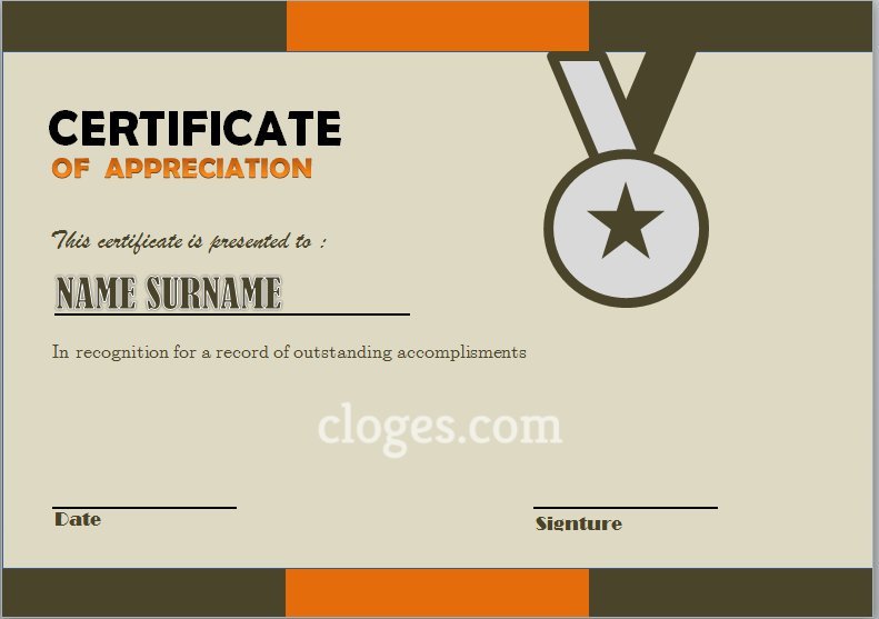 Editable Word Certificate Of Appreciation Template