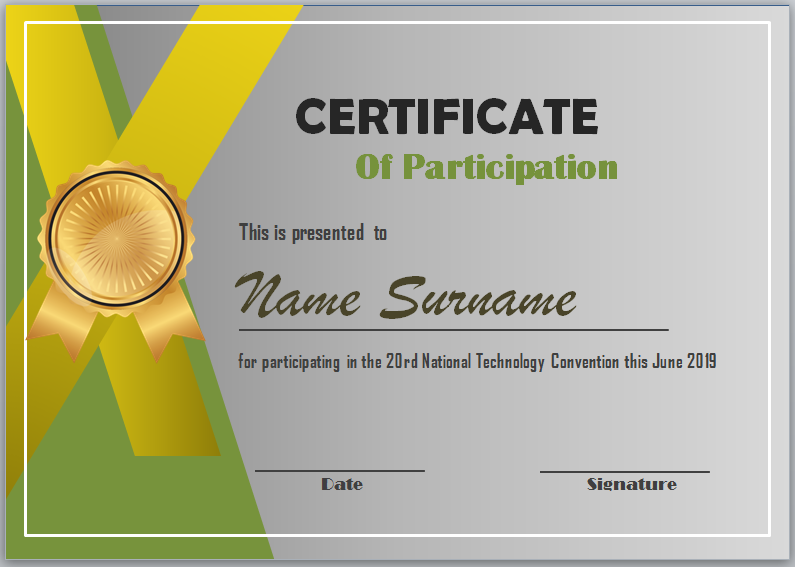 Editable Word Certificate Of Participation Template