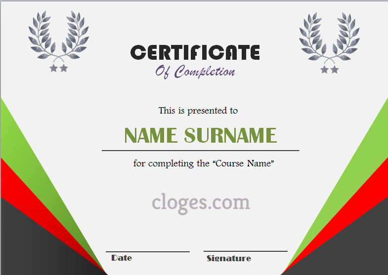 Amazing Word Certificate Of Completion Template