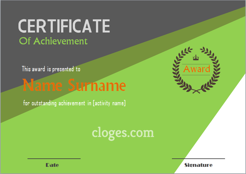 Editable Word Certificate Of Achievement Template 1