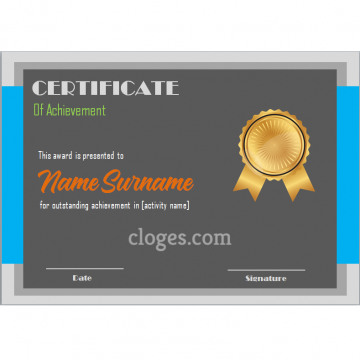 Simple Grey Word Certificate Of Achievement Template tb