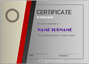 Super Grey Word Certificate Of Achievement Template