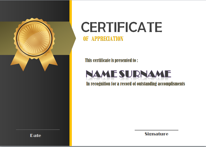 Classic Microsoft Word Certificate Of Appreciation Template