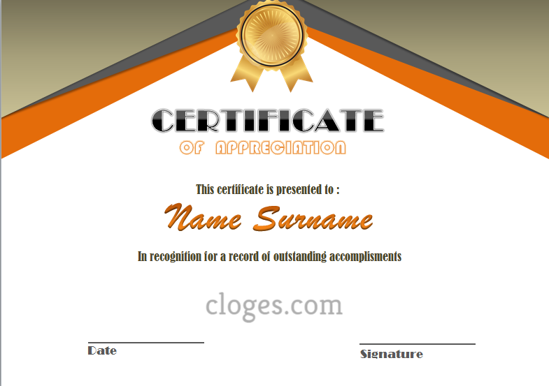  Orange Microsoft Word Certificate Of Appreciation Template