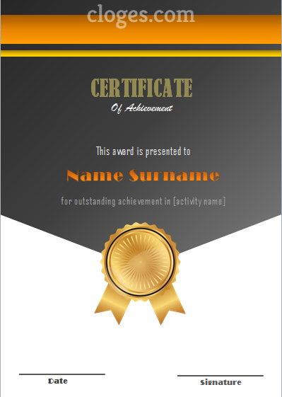Black Microsoft Word Certificate Of Achievement Template