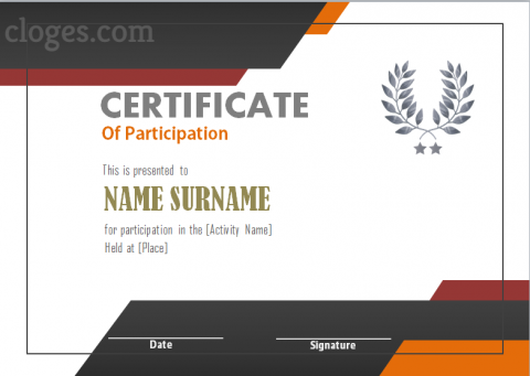 Cozy Word Certificate Of Participation Template