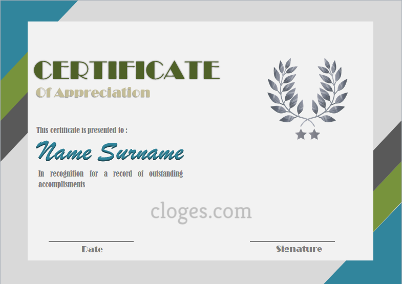 Retro Design Certificate Of Appreciation Template Word