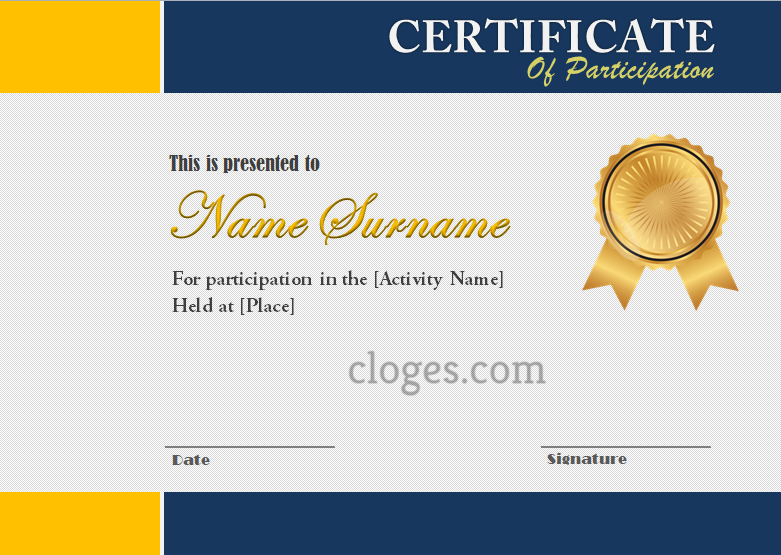 Certificate Of Participation Template Editable from cloges.com