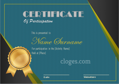 Tosca Certificate Of Participation Word Template Editable