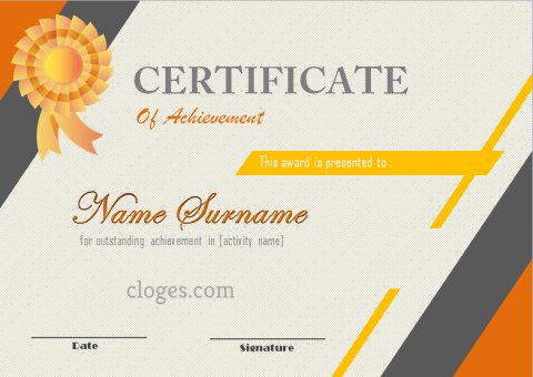 Orange Free Printable Certificate Of Achievement