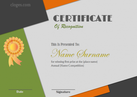 Cozy Word Certificate Of Recognition Template