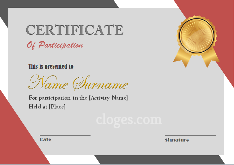 Participation Certificate Template from cloges.com