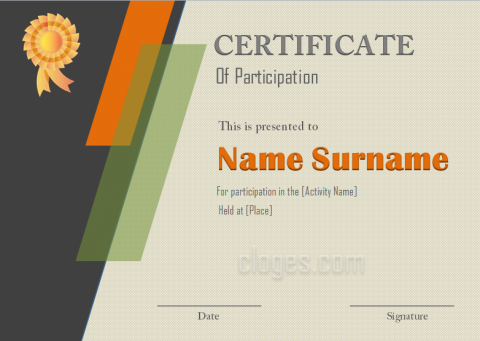 Cream Certificate Of Participation Word Template