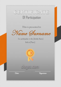 Grey Certificate Of Participation Word Template Editable