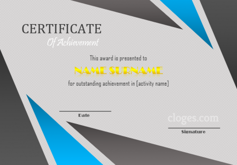Grey Microsoft Word Certificate Of Achievement Template
