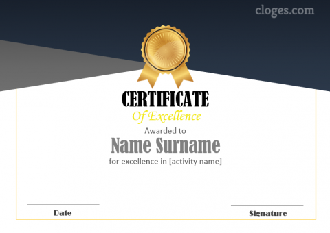 Simple Word Certificate Of Excellence Template