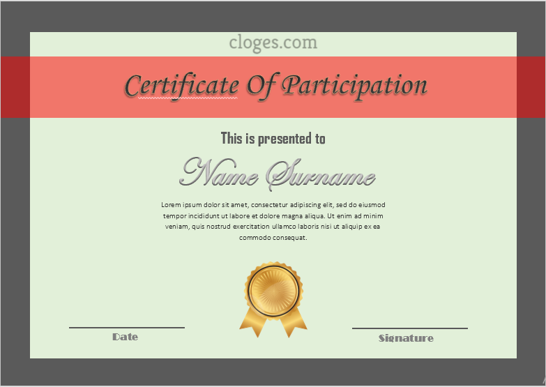 Classic Editable Word Certificate Of Participation Template