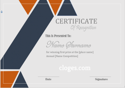 Simple Design Certificate Of Recognition Word Template