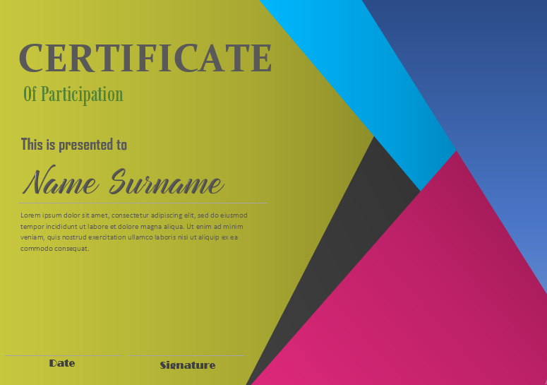 Colorful Microsoft Word Certificate Of Participation Template
