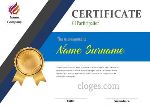 Blue Microsoft Word Certificate Of Participation Template