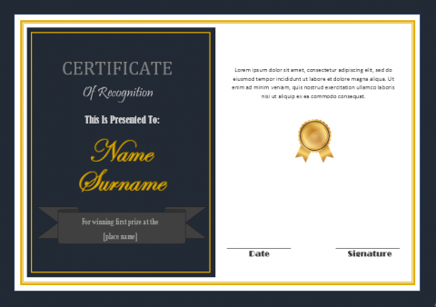 Formal Design Certificate Of Recognition Word Template