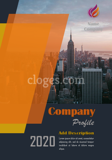 Editable Dark Blue & Orange Company Profile Template Microsoft Word