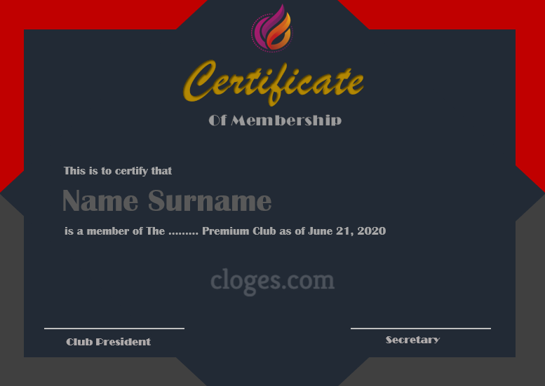 Editable Amazing Certificate Of Membership Word Template
