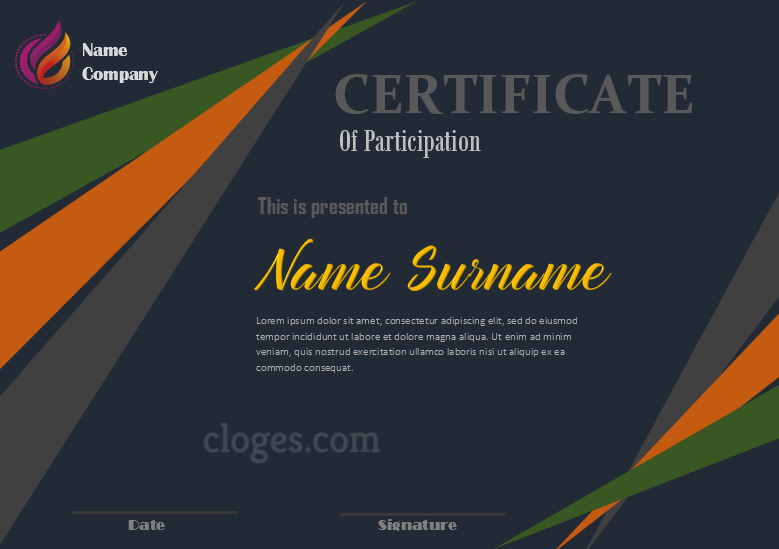Blue Certificate Of Participation Template Ms. Word