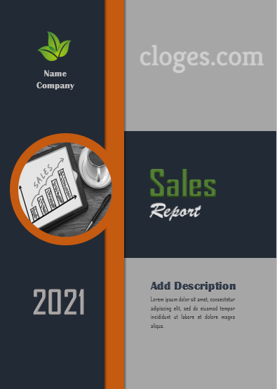 Editable Blue & Grey Sales Report Cover Page Word Template