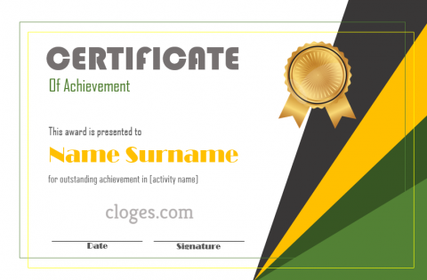 Editable Green & Gold Word Certificate Of Achievement Template