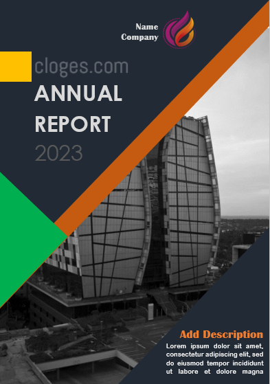 Editable Blue & Orange Annual Report Cover Template Word