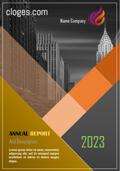Editable Elegant Orange & Gold Annual Report Cover Template Word